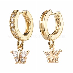 Orecchini a cerchio pendenti con zirconi cubici a farfalla per regalo da donna&nbsp;EJEW-JE04637