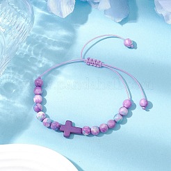 Синтетические браслеты из бисера из белого океанского нефрита&nbsp;BJEW-JB11016-04