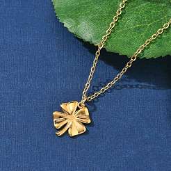 Ожерелья с подвесками из нержавеющей стали 304 с клевером&nbsp;NJEW-M109-01G