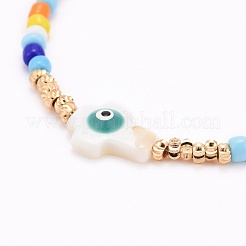 Cruz con pulseras de cuentas de mal de ojo&nbsp;BJEW-JB06289-02