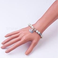 Braccialetti naturali amazoniti del fascino del branello&nbsp;BJEW-JB02693-03