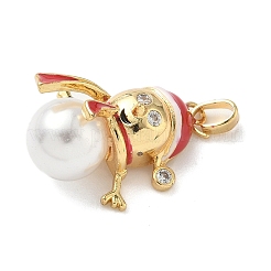 Рождественские латунные эмалевые подвески с микропаве из кубических цирконий&nbsp;LS-KK-K305-10B-G