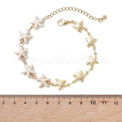 Armbänder aus synthetischem Türkis und Gliederkette aus Edelstahl 304 für Damen&nbsp;BJEW-JB13506