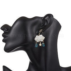 Pendientes colgantes con cuentas de vidrio en forma de nube 3D&nbsp;EJEW-MZ00644-01
