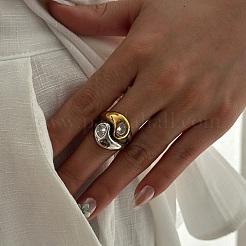 304 Edelstahl Pavé-Fingerringe mit Zirkonia für Damen&nbsp;CU-CBAA973-06G