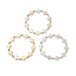 3 шт. пластиковые браслеты CCB с крестом и круглыми бусинами&nbsp;BJEW-JB13304