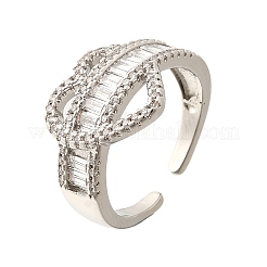 Латунные кольца-манжеты с микропаве и прозрачным цирконием для женщин&nbsp;RJEW-G347-08P