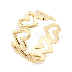 Латунные манжеты в форме сердца для женщин RJEW-B119-01G