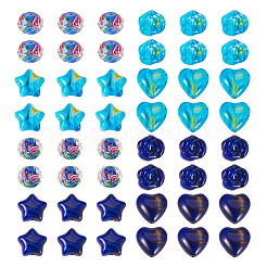 80 шт. 8 вида стеклянных бусин миллефиори&nbsp;GLAA-TA0003-43B