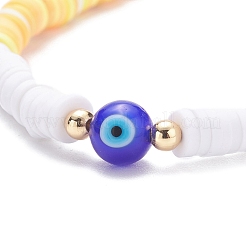 4pcs ensemble de bracelets extensibles heishi surfeur en argile polymère faits à la main&nbsp;BJEW-JB07756-03