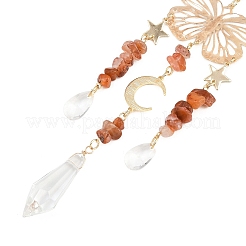 Cornalina con decoraciones colgantes de vidrio&nbsp;HJEW-TA00129-02