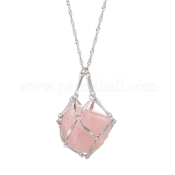 Collane con catena di Singapore con ciondolo a sacchetto vuoto in macramè in acciaio inossidabile 304&nbsp;NJEW-JN05285-02