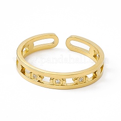 Anillo de acero inoxidable 304 con circonita cúbica y baño de iones (IP) para mujer&nbsp;RJEW-C060-29G
