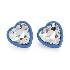 Orecchini a bottone con cuore in strass di cristallo con 925 spilla in argento sterling da donna&nbsp;MACR-S275-038A