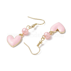 Orecchini pendenti a forma di cuore in smalto di lega&nbsp;EJEW-JE06272-01