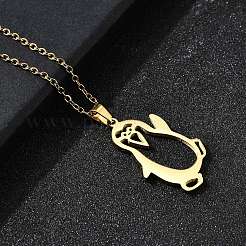 Ожерелья с подвеской в виде пингвина из нержавеющей стали 304 с лазерной резкой для женщин и мужчин&nbsp;NJEW-Q032-01D-G