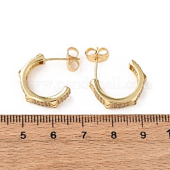 Серьги-гвоздики в форме буквы С из латуни с микропаве из кубических цирконий&nbsp;EJEW-B153-11G