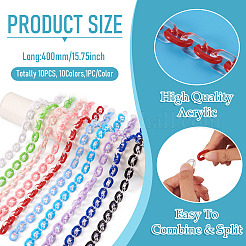 10 Stück 10-farbige ovale Acryl-Gliederkette&nbsp;HJEW-TAC0177