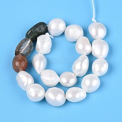 Натуральные смешанные самородки драгоценных камней и нити бусин из натурального культивированного пресноводного жемчуга&nbsp;X-PEAR-N023-01A-12