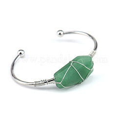 Brazaletes tipo brazalete de aventurina verde natural envueltos en alambre&nbsp;WG81AD5-03