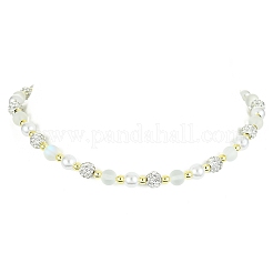 Bracciale con perline di pietra di luna sintetica&nbsp;NJEW-JN04405