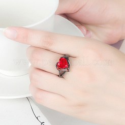 Herzförmige Fingerringe aus Messing mit Mikropflaster und Zirkonia&nbsp;FS-WG4D14B-02