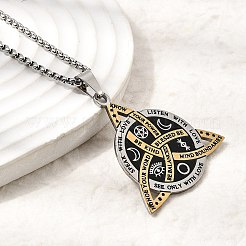 Кулон-подвеска в виде трикветры/узла Троицы из нержавеющей стали с черной эмалью&nbsp;NJEW-Z112-01GP