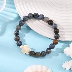 Bracelets extensibles à perles rondes en dumortiérite naturelle de 8.5 mm&nbsp;BJEW-JB14304