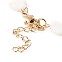 Bracciale con catena a maglia a cuore in conchiglia naturale&nbsp;BJEW-C015-03G