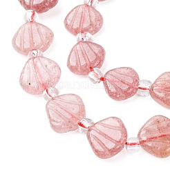 Нити резных бусин из натурального клубничного кварца&nbsp;G-H339-A04-01