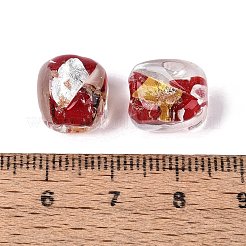 Perles en verre de feuille d'or et d'argent manuelles&nbsp;FOIL-Q003-01G