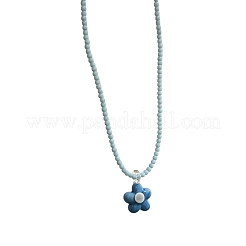 Collane estive da donna con ciondolo a forma di fiore in acrilico e perline.&nbsp;WGAD42B-03