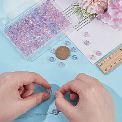 200шт 2 цвета прозрачные стеклянные бусины&nbsp;GLAA-WR0001-16