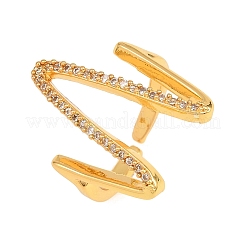 Bagues manchettes ouvertes en laiton serties de micro-pavés de zirconiums cubiques transparents pour femmes&nbsp;RJEW-T032-01C-G