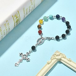 Braccialetto con perline rosario in onice nero naturale e pietre miste&nbsp;BJEW-TA00329-02