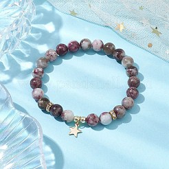 Pulseras elásticas con cuentas de turmalina natural redonda de 8 mm&nbsp;BJEW-JB10469-01