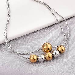 Многослойные браслеты из нержавеющей стали 304 Rolo Chain для женщин&nbsp;BJEW-D337-01A-GP