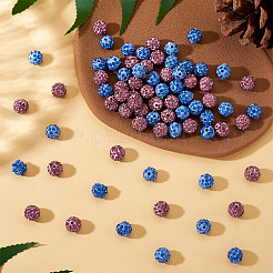 100 шт. 2-цветные бусины из полимерной глины ручной работы со стразами&nbsp;CLAY-TA0001-79A