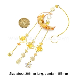 Natürliche Topas-Jade-Chips Mond-Anhänger-Dekorationen&nbsp;HJEW-FS00027-01