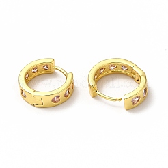 Серьги-кольца в форме сердца из розового циркония EJEW-H093-13G