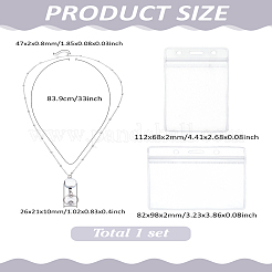 1 set di porta badge retrattile in lega con catene satellitari in ottone&nbsp;DIY-LP0001-79P