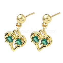 Серьги-гвоздики в форме сердца из латуни с микропаве из кубического циркония ко Дню святого Валентина&nbsp;EJEW-C181-04G