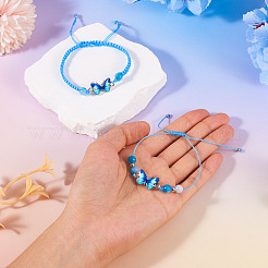 Регулируемые браслеты из нейлоновой оплетки из бусин BJEW-TA00481