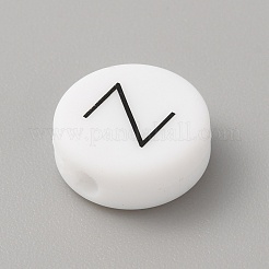 Tondo piatto bianco con perline in silicone a lettera nera&nbsp;SIL-TAC0009-03Z