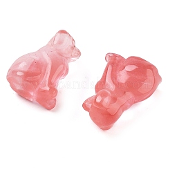 Резные фигурки собак из вишневого кварцевого стекла&nbsp;DJEW-L023-A05