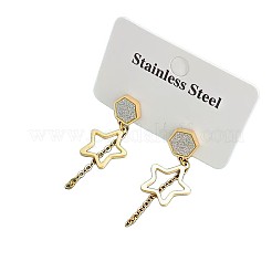 Boucles d'oreilles pendantes en acier inoxydable 304 et strass pour femmes&nbsp;WG2B1B3-01