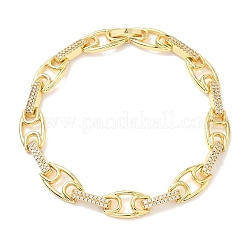 Браслет из овальных звеньев с прозрачным кубическим цирконием&nbsp;BJEW-G773-04G