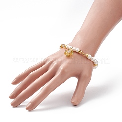 Braccialetto di fascino del fiore di lume&nbsp;BJEW-TA00177-04