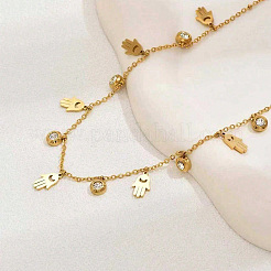Religiöse Halsketten aus Edelstahl mit hohlem Anhänger in Form mehrerer Hamsa-Handformen für Damen&nbsp;SW4671