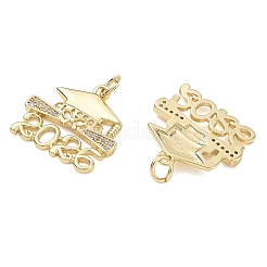 Porte micro ouvrent pendentifs zircone cubique en laiton de placage&nbsp;KK-CBAB1AF-20G